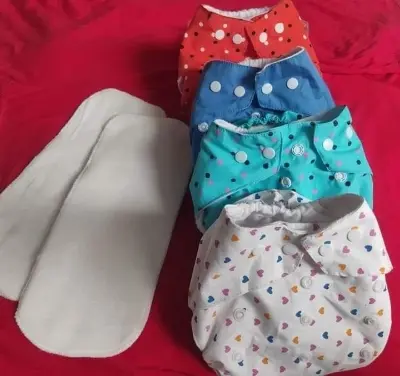 Picture of Washable Hot Print Cloth Baby Diaper Pant with 2 Pad 3 Layer Multicolor