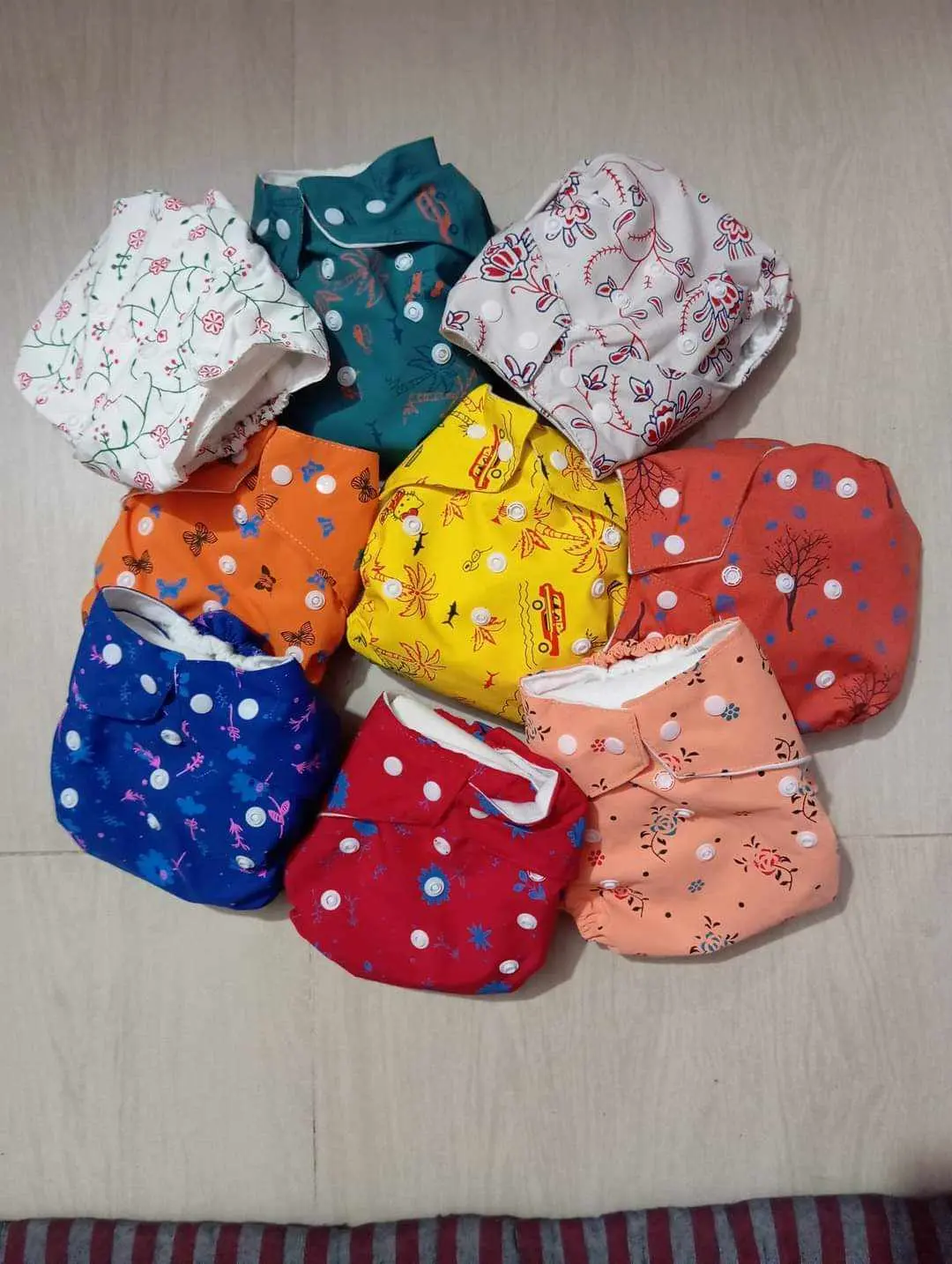 Picture of Washable Hot Print Cloth Baby Diaper Pant with 2 Pad 3 Layer Multicolor