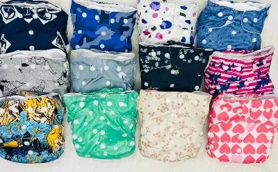 Picture of Washable Hot Print Cloth Baby Diaper Pant with 2 Pad 3 Layer Multicolor