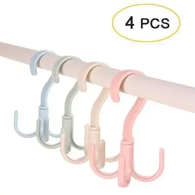 Picture of 360 Degree Rotated 4 Hooks Plastic Hanger - 4 pcs Multicolor