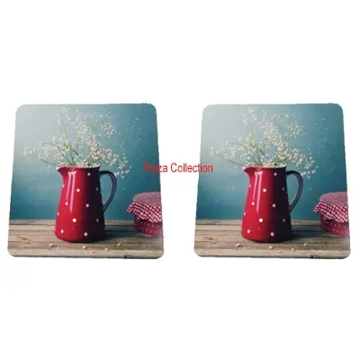Picture of Table Coasters Square Bamboo Placemat Heat Insulation Hollow Pad Desk Pot Cup Mat Table Mat Decorations Kitchen Accessory (2 Pcs ) Multicolor