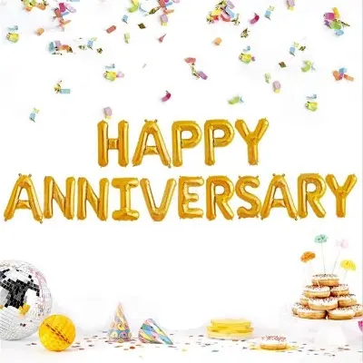 Picture of Happy Anniversary Letter Foil Balloons Multicolor