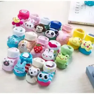 Picture of Baby Socks Antiskid with Gel Dot Cartoon Lovely Doll Cute Baby Stuff Newborn Meia Baby Gift Socks 1 pair Multicolor