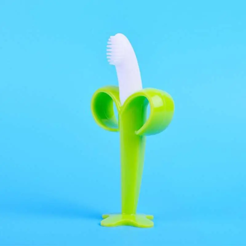 Picture of Baby Training Silicone Toothbrush BPA Free Banana Shape Safe Teether Toy Teething Ring Baby Gift 