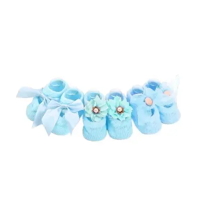 Picture of Baby Boys & Baby Girls Cotton Socks - (0-6 month)-Pack of 3 Blue