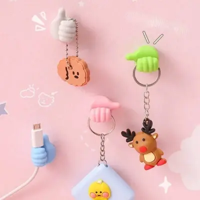 Picture of 6 Pcs Multifunctional Clip Holder Thumb Hooks Wire Organizer Wall Hooks Hanger Strong Wall Holder for Kitchen Bathroom Multicolor
