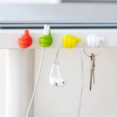 Picture of 6 Pcs Multifunctional Clip Holder Thumb Hooks Wire Organizer Wall Hooks Hanger Strong Wall Holder for Kitchen Bathroom Multicolor