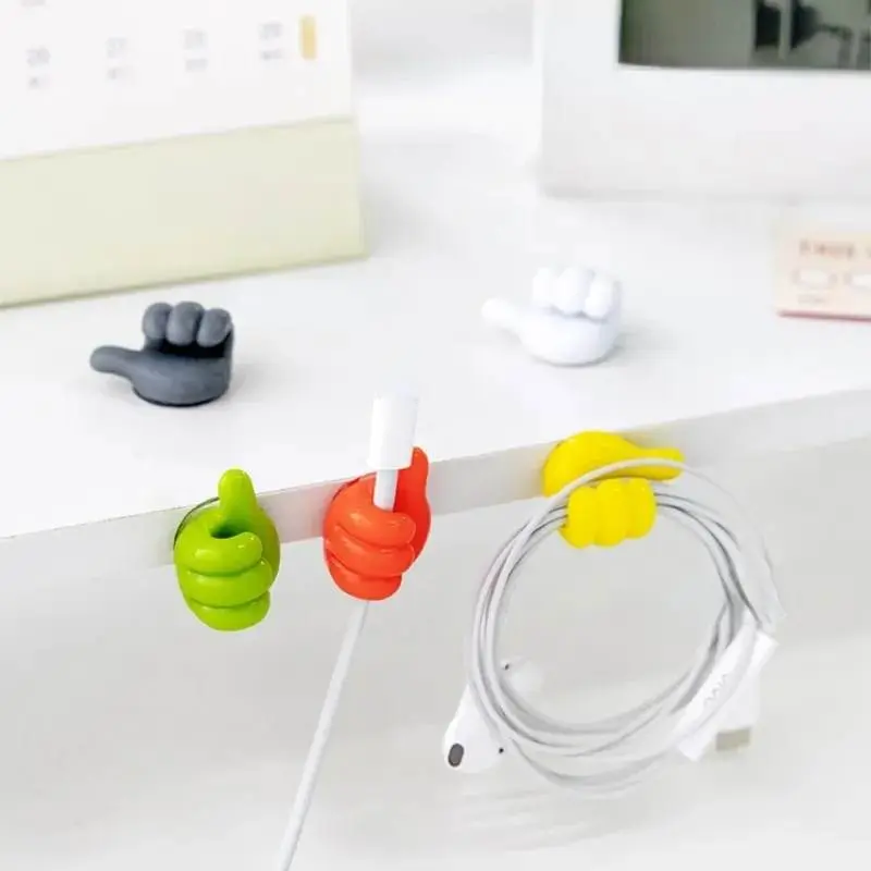 Picture of 6 Pcs Multifunctional Clip Holder Thumb Hooks Wire Organizer Wall Hooks Hanger Strong Wall Holder for Kitchen Bathroom Multicolor