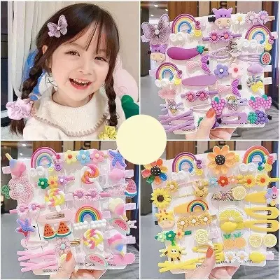 Picture of Baby Girl Cute China Color Matching Hair Clip Set/Hair Accessories Multicolor