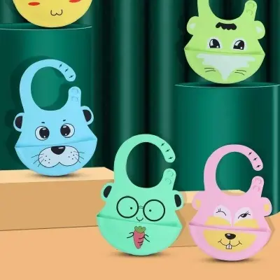 Picture of Silicone Baby Bibs, Socub Comfortable Waterproof Silicone Bibs for Babies & Toddlers, BPA Free, with Food Catcher Pocket, Sage, Ether Multicolor