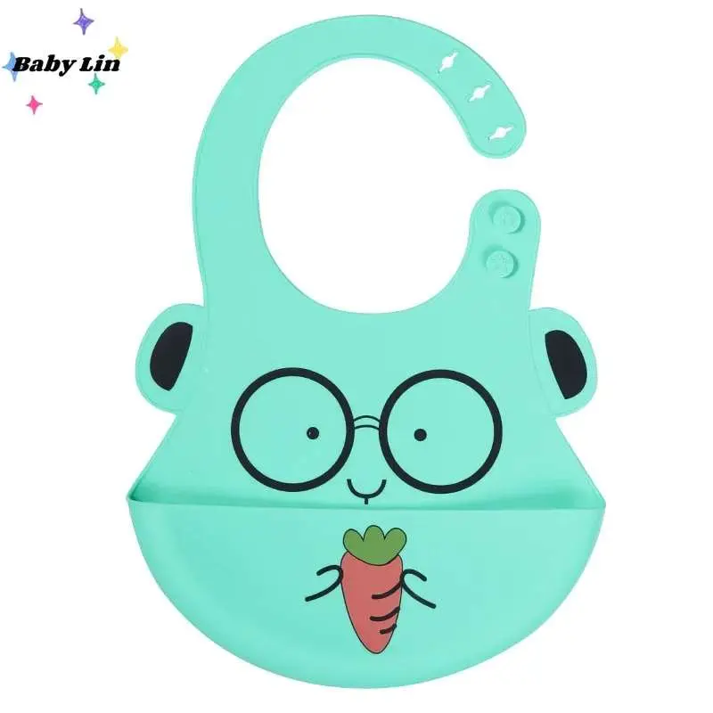 Picture of Silicone Baby Bibs, Socub Comfortable Waterproof Silicone Bibs for Babies & Toddlers, BPA Free, with Food Catcher Pocket, Sage, Ether Multicolor