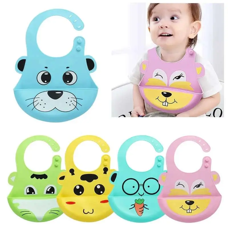 Picture of Silicone Baby Bibs, Socub Comfortable Waterproof Silicone Bibs for Babies & Toddlers, BPA Free, with Food Catcher Pocket, Sage, Ether Multicolor