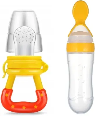 Picture of Fruit Pacifier Spoon Feeder Baby Silicone Squeeze (90ml Bottle)