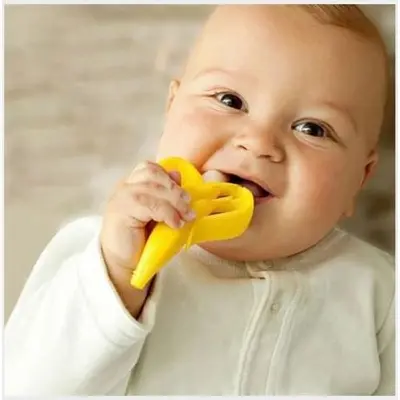 Picture of 4-24 Months Baby Food Grade Silicone Training Toothbrush Healthy Baby Yellow