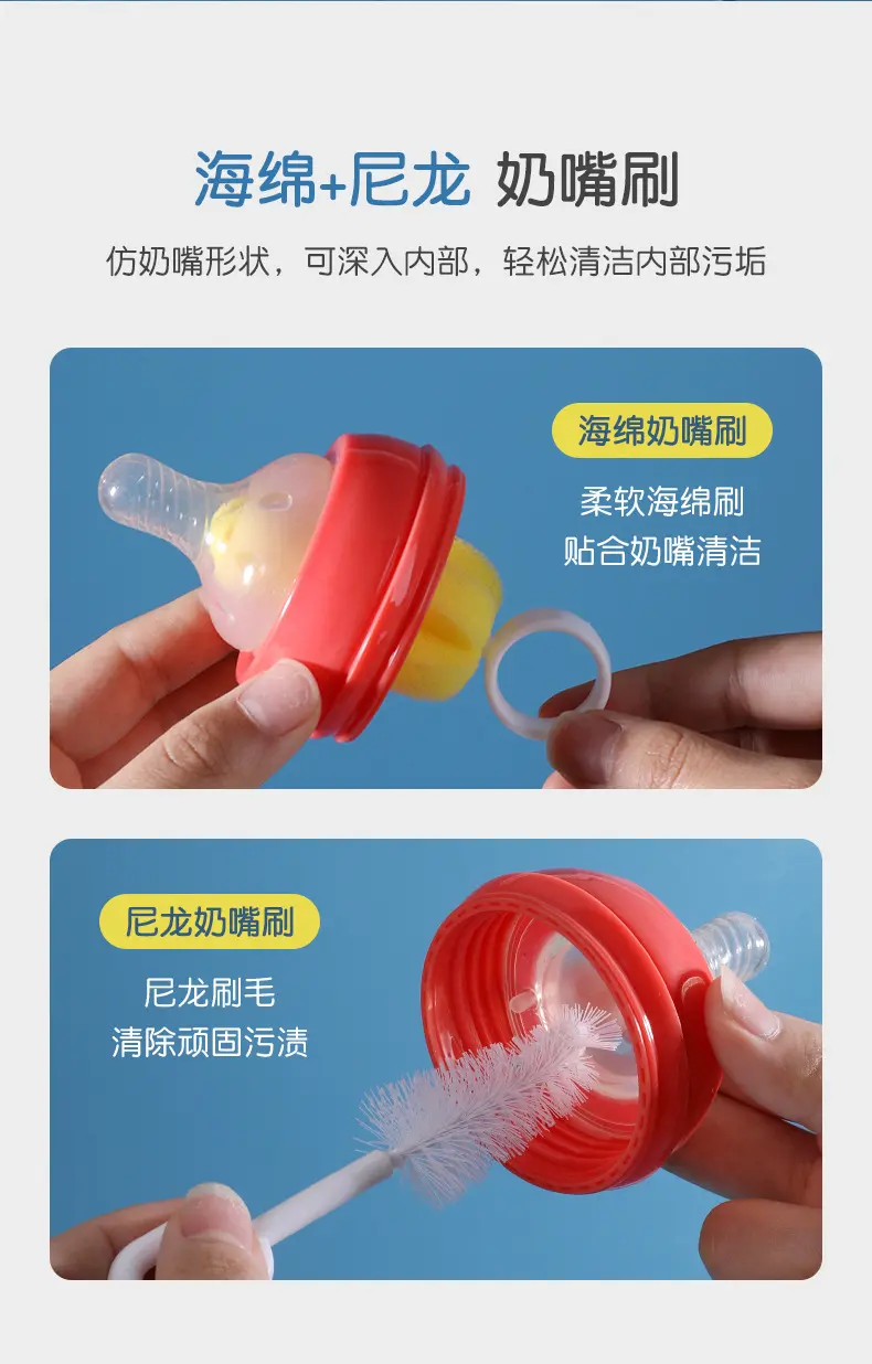Picture of 6-piece Set of Baby Bottle Brush Cup Brush  Sponge Bottle Cleaning Tool Multi-piece Set