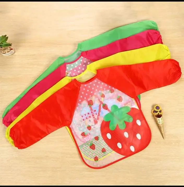 Picture of New eva baby waterproof overalls children's long-sleeved reverse-wearing eating clothes baby bibs bibs jama bib Multicolor