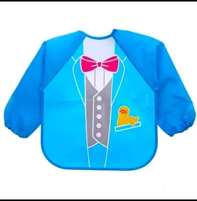 Picture of New eva baby waterproof overalls children's long-sleeved reverse-wearing eating clothes baby bibs bibs jama bib Multicolor