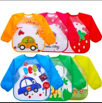 Picture of New eva baby waterproof overalls children's long-sleeved reverse-wearing eating clothes baby bibs bibs jama bib Multicolor