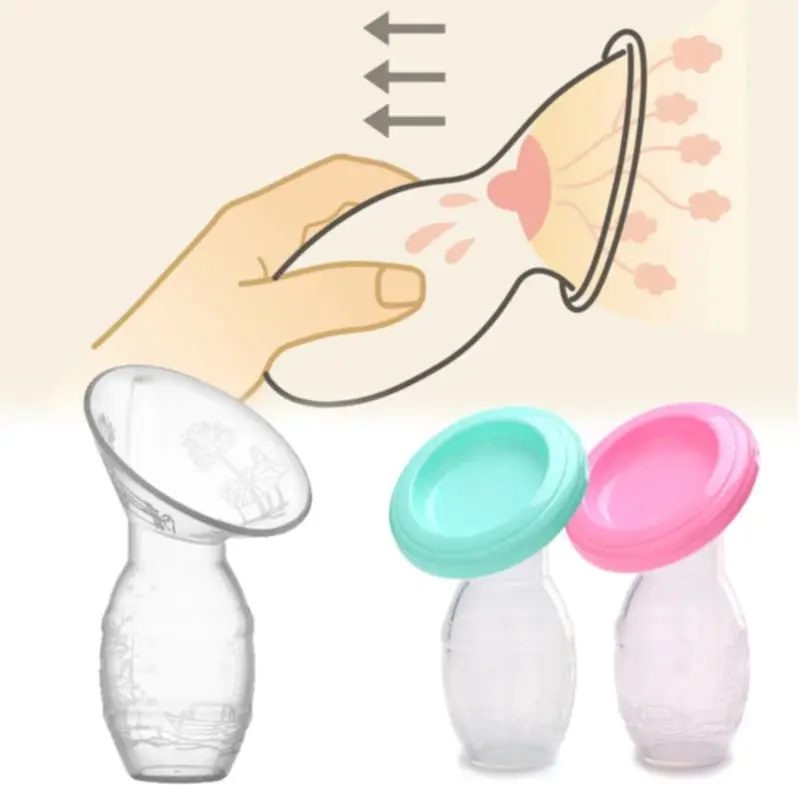 Picture of Silicone Manual Breast Pump Baby Breastfeeding Bottle Strong Suction Breastmilk Collector for Female Mom Women Multicolor