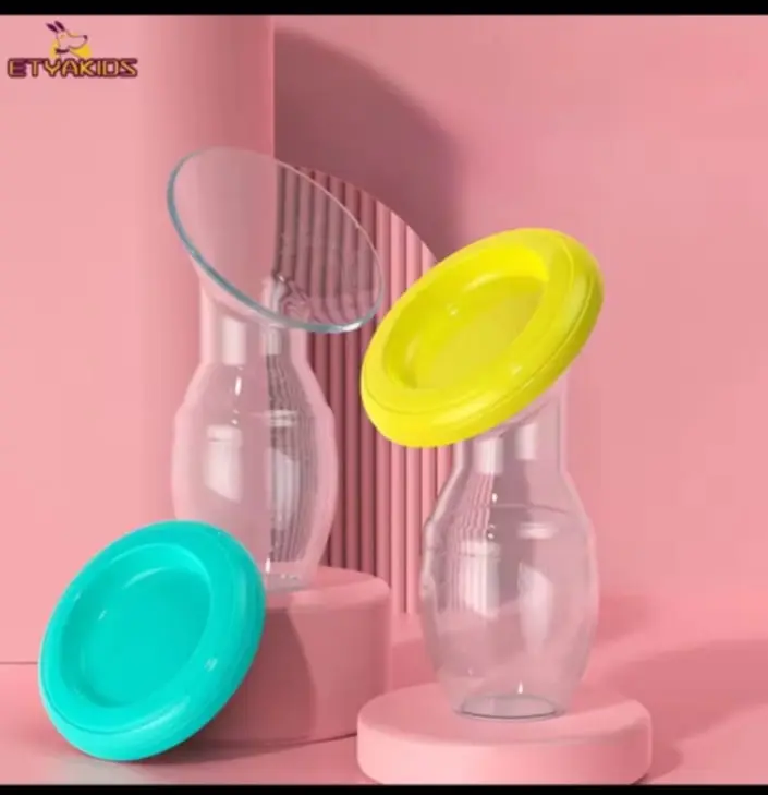 Picture of Silicone Manual Breast Pump Baby Breastfeeding Bottle Strong Suction Breastmilk Collector for Female Mom Women Multicolor