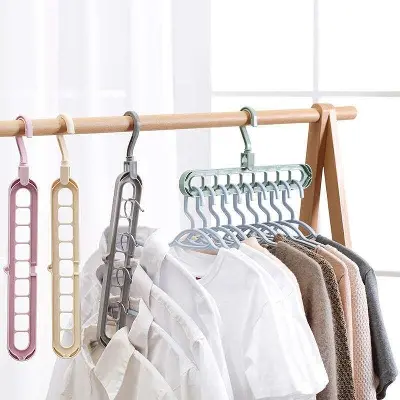 Picture of Rotating Magic Hanger / Multi-Function Folding Magic Cloth Hanger/ 9 Holes Hanger Multicolor