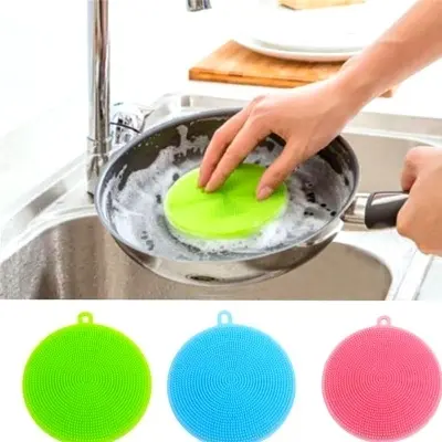 Picture of Silicone Dish Washing Sponge Scrubber Cleaning Antibacterial Kitchen Tools Kitchen Cleaning Accessories Multicolor