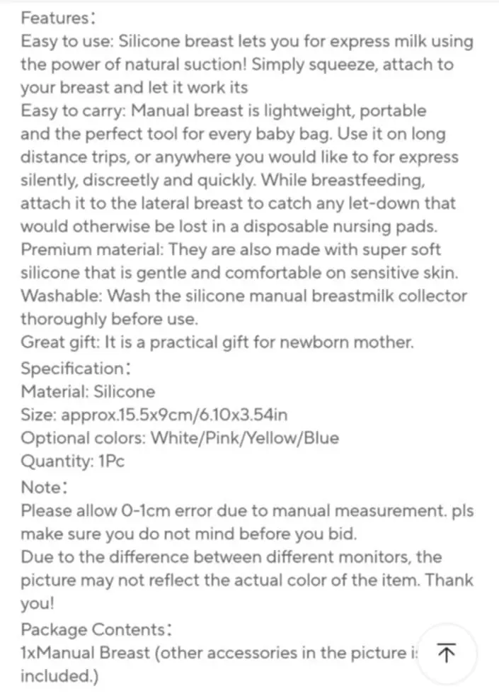 Picture of Portable Silicone Manual Breast Pump Baby Breastfeeding Bottle Strong Suction Breastmilk Collector for Female Mom Women