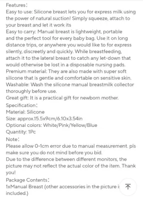 Picture of Portable Silicone Manual Breast Pump Baby Breastfeeding Bottle Strong Suction Breastmilk Collector for Female Mom Women
