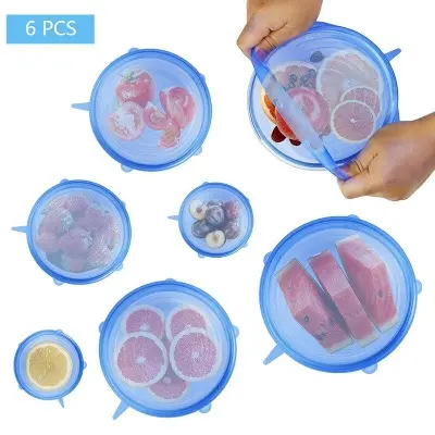 Picture of Kitchen Reusable Silicone Stretch Seal Lid Preservation Vacuum Food Storage Bowl Cover 6 Pcs Set Multicolor