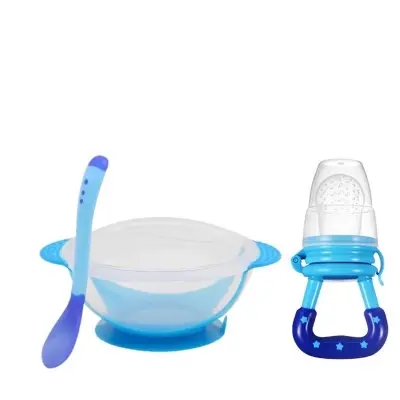 Picture of Toddler Suction Baby Bowl with Heat Sensing Spoon and Fruit Nibbler Pacifier Feeding Set
