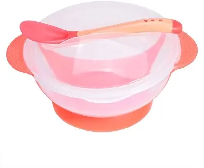 Picture of Toddler Suction Baby Bowl with Heat Sensing Spoon and Fruit Nibbler Pacifier Feeding Set