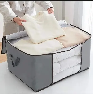 Picture of Winter Cloths Storage Organizer Bags. Blankets Cover, Cloth Organizer, Winter Wardrobe Storage Organizer Multicolor