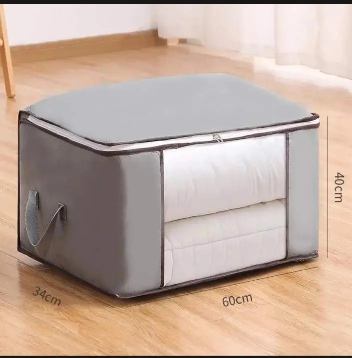 Picture of Winter Cloths Storage Organizer Bags. Blankets Cover, Cloth Organizer, Winter Wardrobe Storage Organizer Multicolor