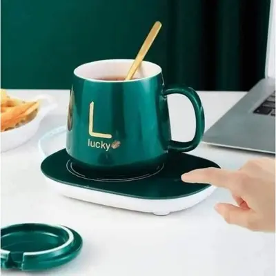 Picture of Electric Ceramic Coffee Mug And Saucer Lucky Electric Heating Ceramic Mug