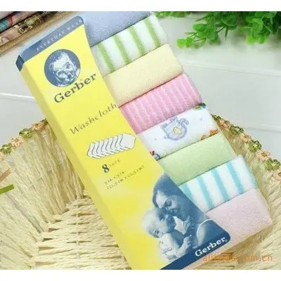 Picture of Soft Cotton Baby Handkerchief or Towel - 8pcs/Pack Multicolor
