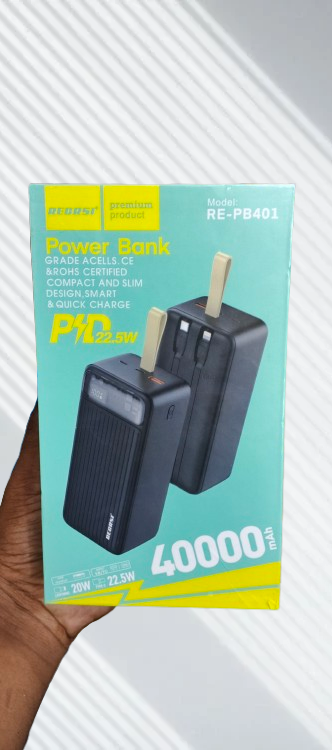 Picture of 🔋 REGRSI RE-PB401 Power Bank – 40000mAh বিশাল ক্ষমতার পোর্টেবল চার্জার🎶 সাথে ফ্রি JBL MP3 Speaker - Black