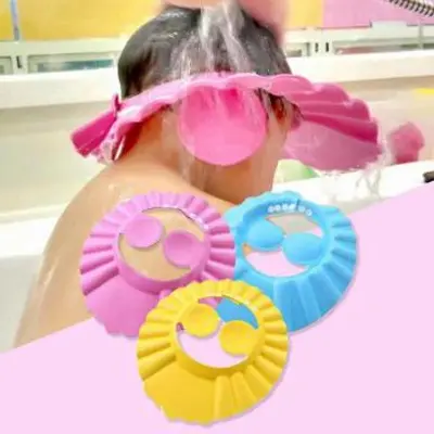 Picture of 1pcs Baby Shower Cap with Ear Protection Bath Caps Adjustable Soft Shampoo Bathing Hat Cap for Kids Toddler [Colour as per Stock] Multicolor