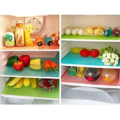 Picture of 3 Pcs Washable Refrigerator Mats, Waterproof Fridge Mats, Drawer Mats Multicolor