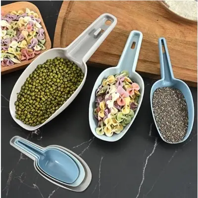 Picture of 3PCS Plastic Kitchen Scoop Set Plastic Scoop For All Purpose Task Multicolor
