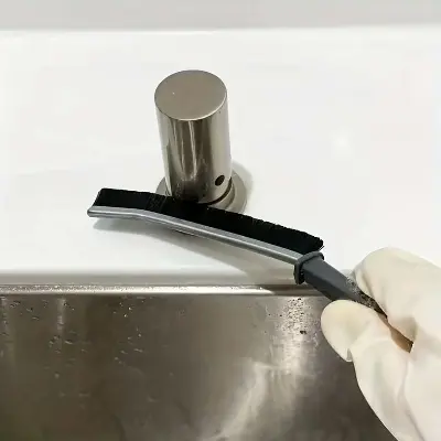Picture of Corner Groove Crevice Cleaning Brush Household for Bathroom Surface Window Toilet Ceramic Tile Gap Cleaning Brush Scraper with Long Handle Deep Clean Scrub Brushes Multicolor