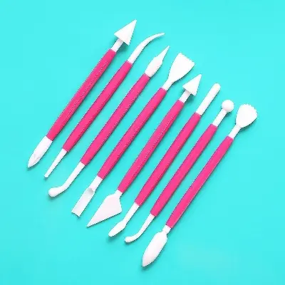 Picture of 8Pcs/Set Sugarcraft Cake Decorating Pen, Many Shape Mixed Modeling Plunger Cutter, Fondant Cookie Sculpture Baking Tool Multicolor