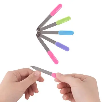 Picture of 2 pcs Plastic Handle Metal Double Sided Nail Files Pro Nail File DIY Manicure Pedicure Tool Multicolor