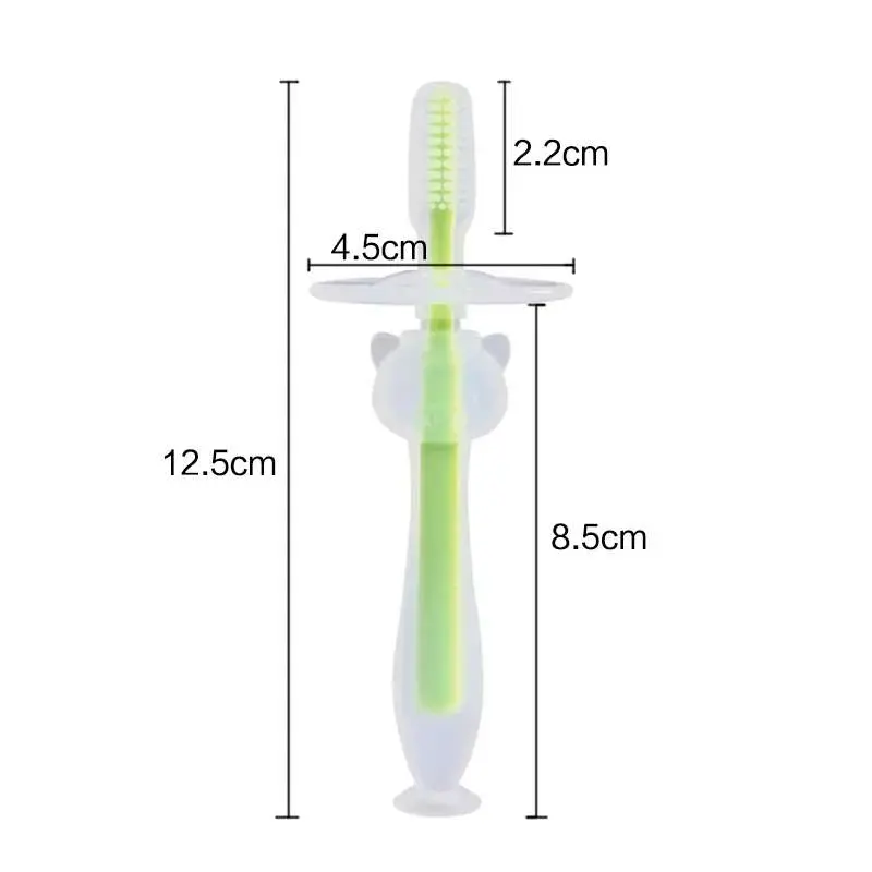 Picture of Baby training silicone three-dimensional milk toothbrush, standing suction cup toothbrush, silicone tongue coating soft bristle brush, bezel safety brush Multicolor