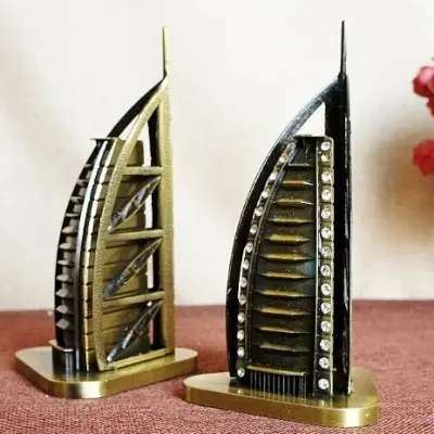 Picture of Burj Al Arab Showpiece Model Figurines Metal Home Décor Classic Gift 18 CM Brown