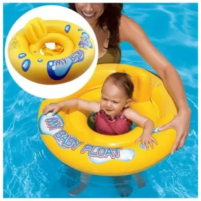 Picture of Inflatable Infant Kids Swimming Pool Rings 2 Circles Hollow Safety Baby Seat Float Swim Ring Water Toys Swim Circle for Kids Yellow