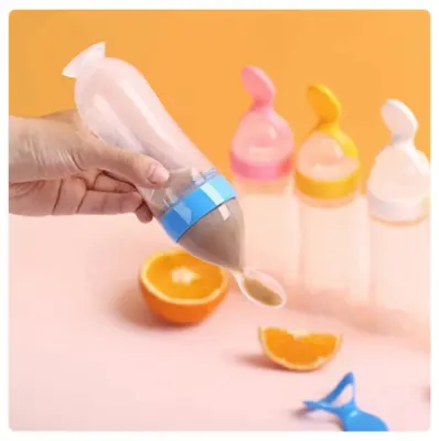 Picture of Suction Silicone Baby Spoon Feeder Baby Silicone Squeezing Bottle 