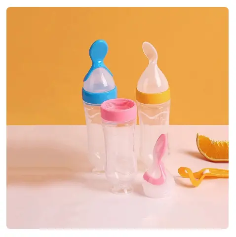Picture of Suction Silicone Baby Spoon Feeder Baby Silicone Squeezing Bottle 