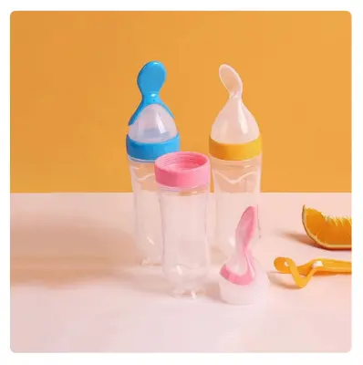 Picture of Suction Silicone Baby Spoon Feeder Baby Silicone Squeezing Bottle 