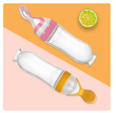 Picture of Suction Silicone Baby Spoon Feeder Baby Silicone Squeezing Bottle 
