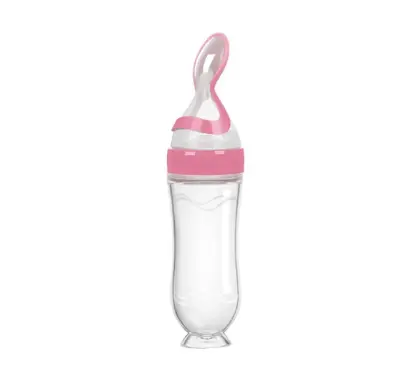 Picture of Suction Silicone Baby Spoon Feeder Baby Silicone Squeezing Bottle 
